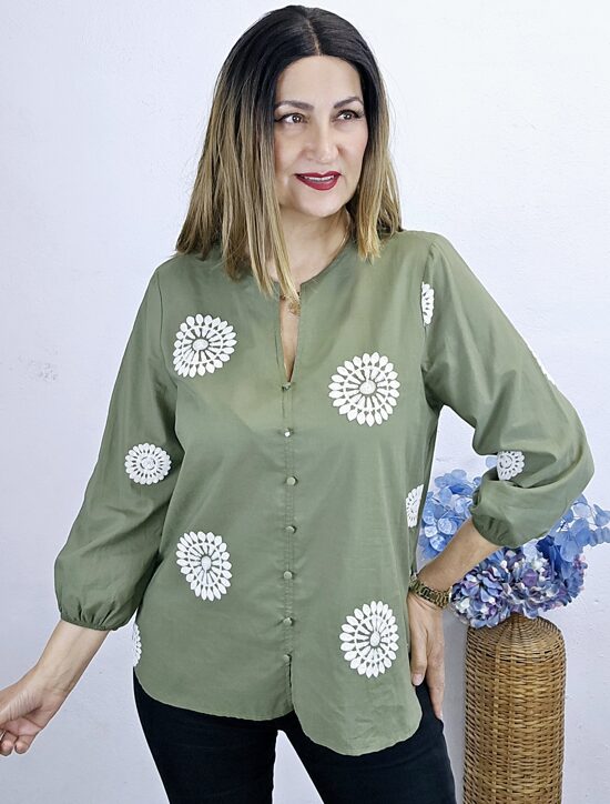 NOVEDAD BLUSA BORDADA JOLIE VERDE