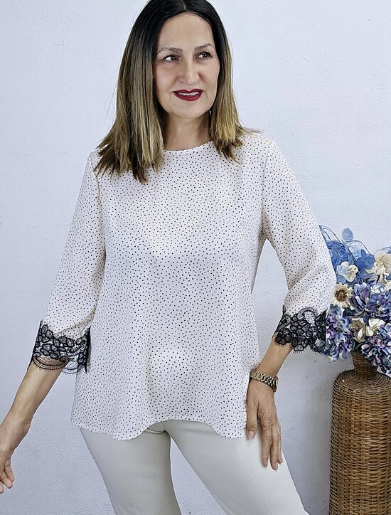 NOVEDAD BLUSA TOPOS ENCAGE BEIGE ARIA