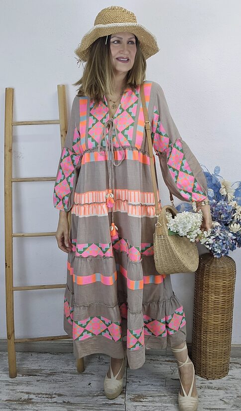 REBAJAS -50% Vestido boho fluor Sun