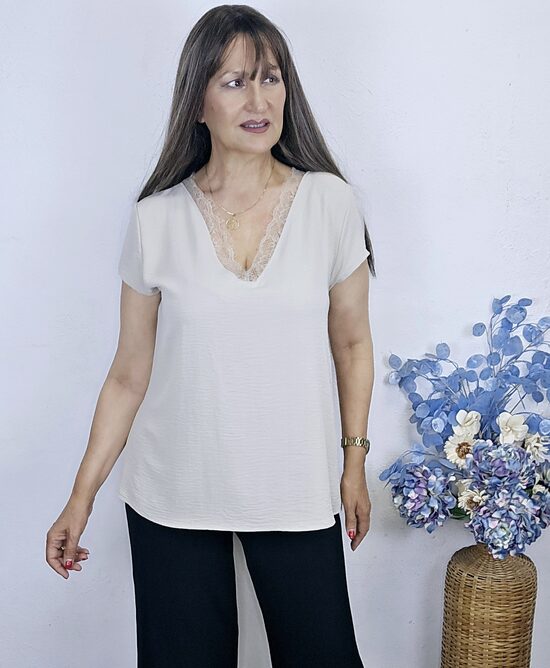 NOVEDAD SUETER BASIC PUNTILLA beige 