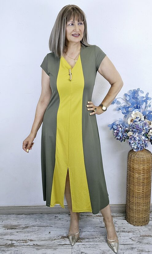 AGOTADO -25% VESTIDO FRANJA VERDE 