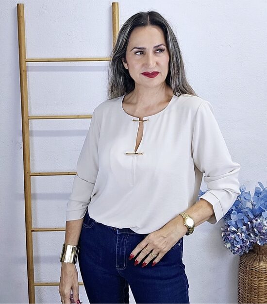 NOVEDAD BLUSA BEIGE ORQUIS ORO Ultima talla 48