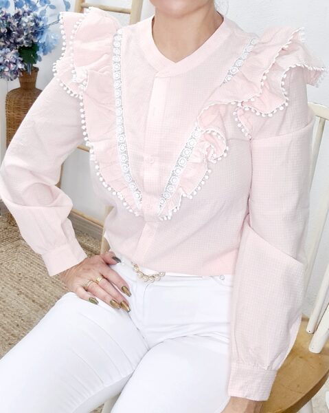 OUTLET  Camisa rosa vichy volantes Ariel 