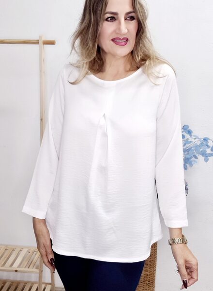 -50% Blusa raso fuelle blanca Ultima talla 48