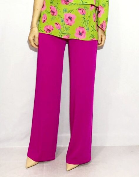  Pantalon Crep palazzo fucsia