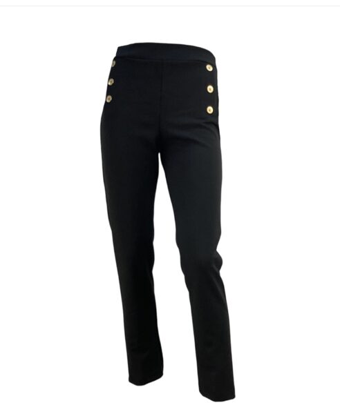 NOVEDAD  PANTALON CREP BOTONES NEGRO 